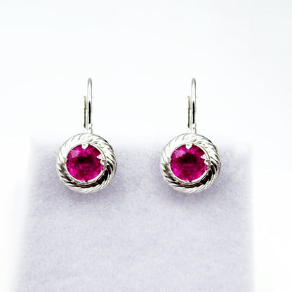 Gold Ruby Earrings, 14K White Gold Ruby 5x5mm Leverback Earrings, Gold Ruby Earrings, July Birthstone, Birthday Gift for her, Ruby Jewelry