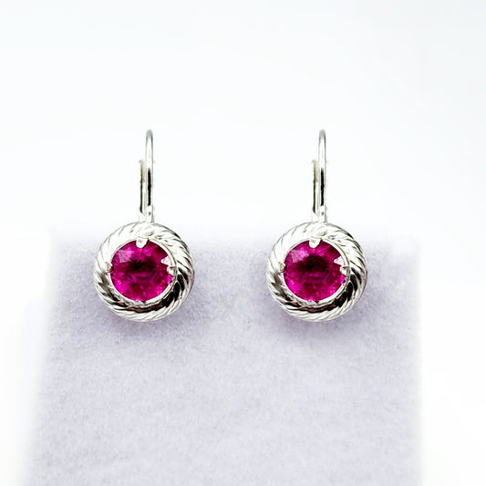 Gold Ruby Earrings, 14K White Gold Ruby 5x5mm Leverback Earrings, Gold Ruby Earrings, July Birthstone, Birthday Gift for her, Ruby Jewelry