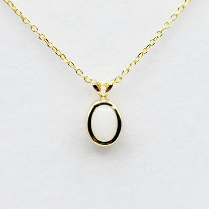 Gold Opal Pendant Necklace, 14K Yellow Gold Genuine Oval Opal 8x6mm Bezel Pendant Necklace, Affordable Jewelry