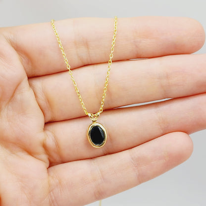 Gold Blue Sapphire Pendant Necklace, 14K Yellow Gold Genuine Oval Blue Sapphire 8x6mm Bezel Pendant Necklace, September Birthstone