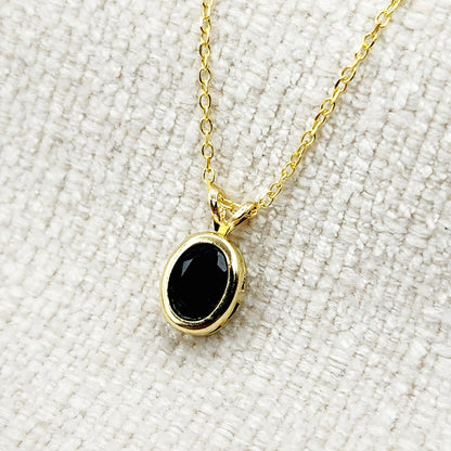 Gold Blue Sapphire Pendant Necklace, 14K Yellow Gold Genuine Oval Blue Sapphire 8x6mm Bezel Pendant Necklace, September Birthstone
