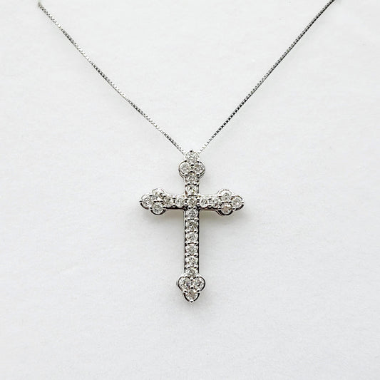 10K Gold Diamond Cross Pendant Necklace, April Birthstone, Religious Jewelry, Meaningful Gift, Sparkling Diamonds Cross , Unisex Jewelry