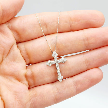 10K Gold Diamond Cross Pendant Necklace, April Birthstone, Religious Jewelry, Meaningful Gift, Sparkling Diamonds Cross , Unisex Jewelry