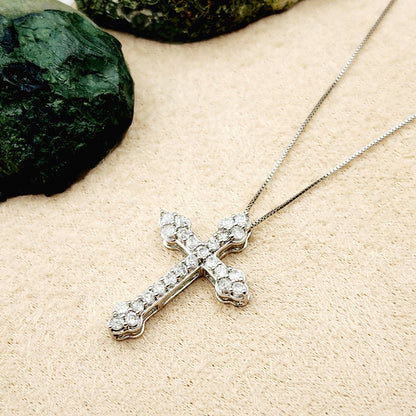 10K Gold Diamond Cross Pendant Necklace, April Birthstone, Religious Jewelry, Meaningful Gift, Sparkling Diamonds Cross , Unisex Jewelry