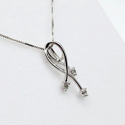 10K White Gold Diamond Pendant Necklace, April Birthstone, Gift for her, Sparkling Diamonds Pendant, Jewelry for Women