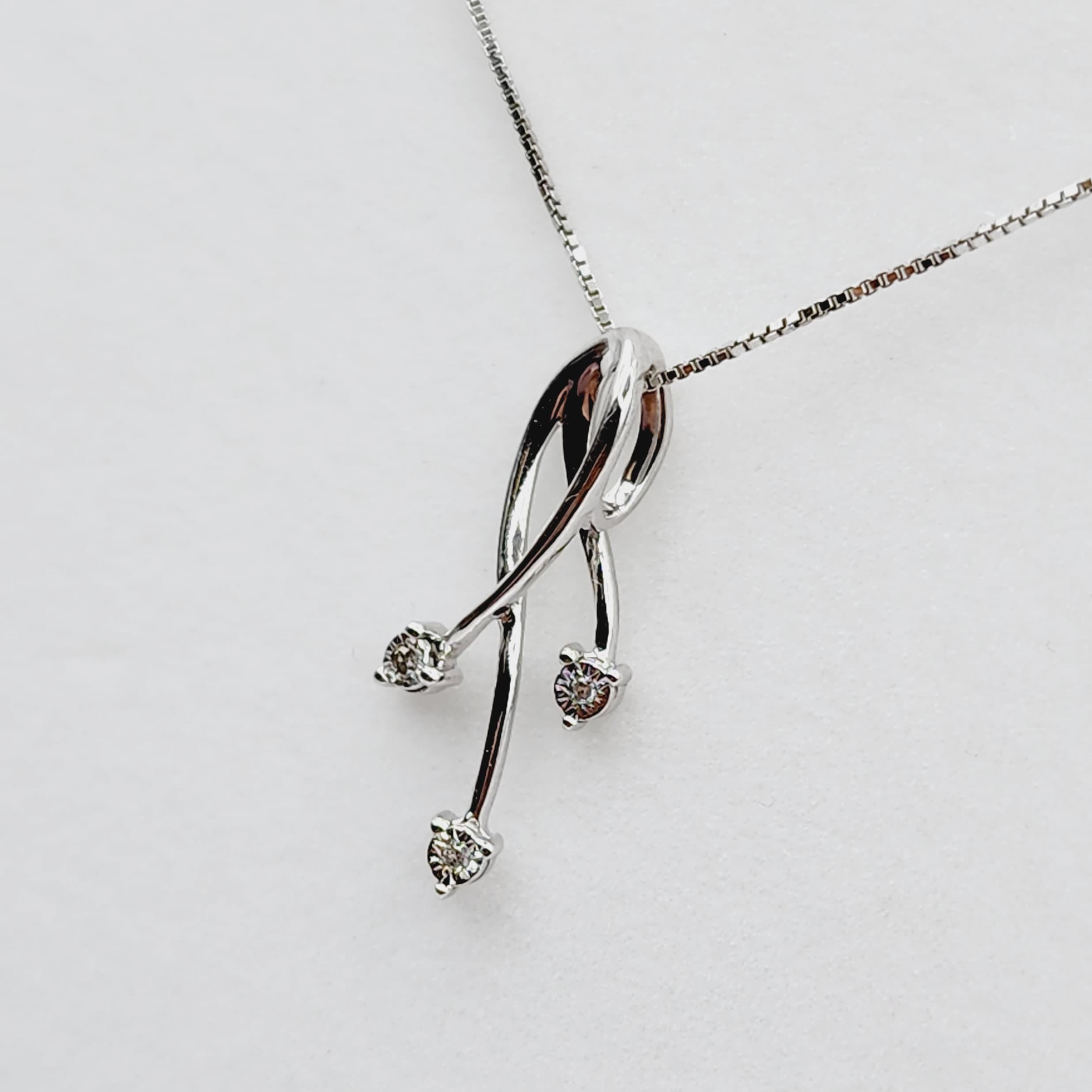 10K White Gold Diamond Pendant Necklace, April Birthstone, Gift for her, Sparkling Diamonds Pendant, Jewelry for Women