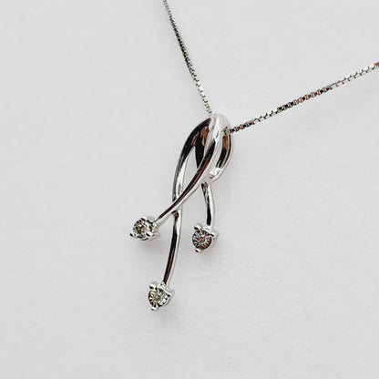 10K White Gold Diamond Pendant Necklace, April Birthstone, Gift for her, Sparkling Diamonds Pendant, Jewelry for Women