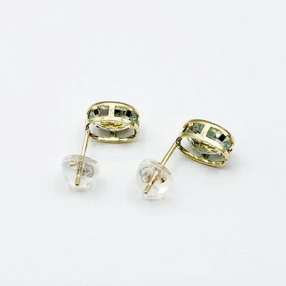 Gold Aquamarine Bezel Stud Earrings, 14K Yellow Gold Aquamarine 8x6mm Stud Earrings, March birthstone, Anniversary Gift, Birthday Gift