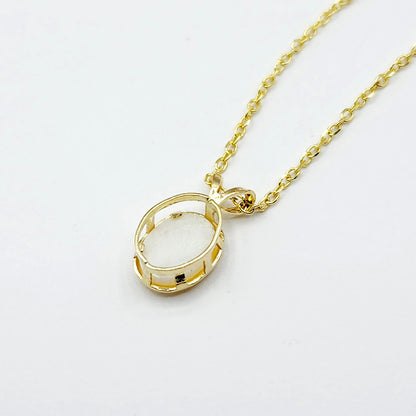 Gold Opal Pendant Necklace, 14K Yellow Gold Genuine Oval Opal 8x6mm Bezel Pendant Necklace, Affordable Jewelry