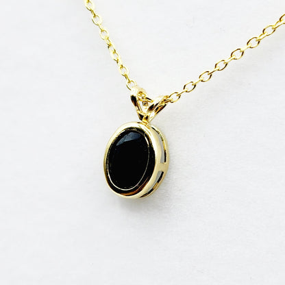 Gold Blue Sapphire Pendant Necklace, 14K Yellow Gold Genuine Oval Blue Sapphire 8x6mm Bezel Pendant Necklace, September Birthstone