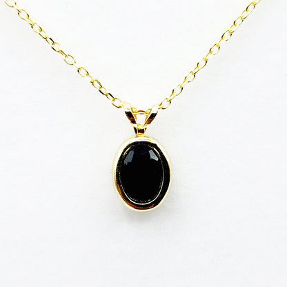 Gold Blue Sapphire Pendant Necklace, 14K Yellow Gold Genuine Oval Blue Sapphire 8x6mm Bezel Pendant Necklace, September Birthstone
