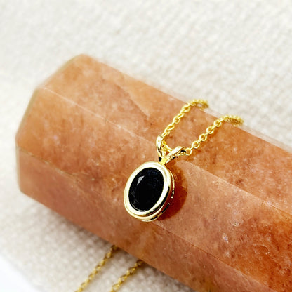 Gold Blue Sapphire Pendant Necklace, 14K Yellow Gold Genuine Oval Blue Sapphire 8x6mm Bezel Pendant Necklace, September Birthstone