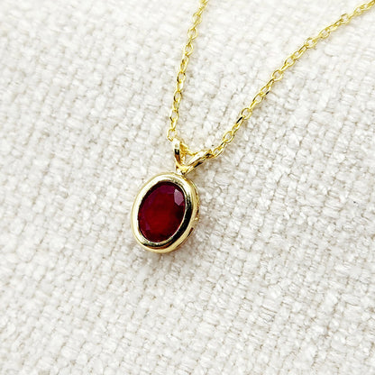 Gold Ruby Pendant Necklace, 14K Yellow Gold Genuine Oval Ruby 8x6mm Bezel Necklace, July Birthstone, Perfect Gift for Women, Elegant Jewelry