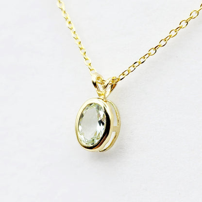 Gold Aquamarine Pendant Necklace, 14K Yellow Gold Genuine Oval Aquamarine 8x6mm Bezel Pendant Elegant Design Necklace, Minimalist Necklace