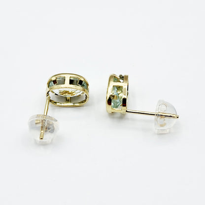 Gold Aquamarine Bezel Stud Earrings, 14K Yellow Gold Aquamarine 8x6mm Stud Earrings, March birthstone, Anniversary Gift, Birthday Gift