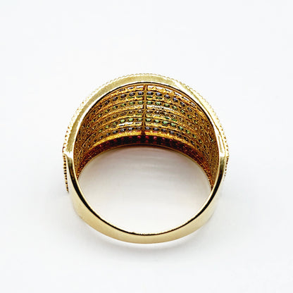 14K Gold Gemstones Ring, Diamond Ruby Sapphire Emerald Ring, 14K Yellow Gold Natural Gemstones Ring, Rings For Women