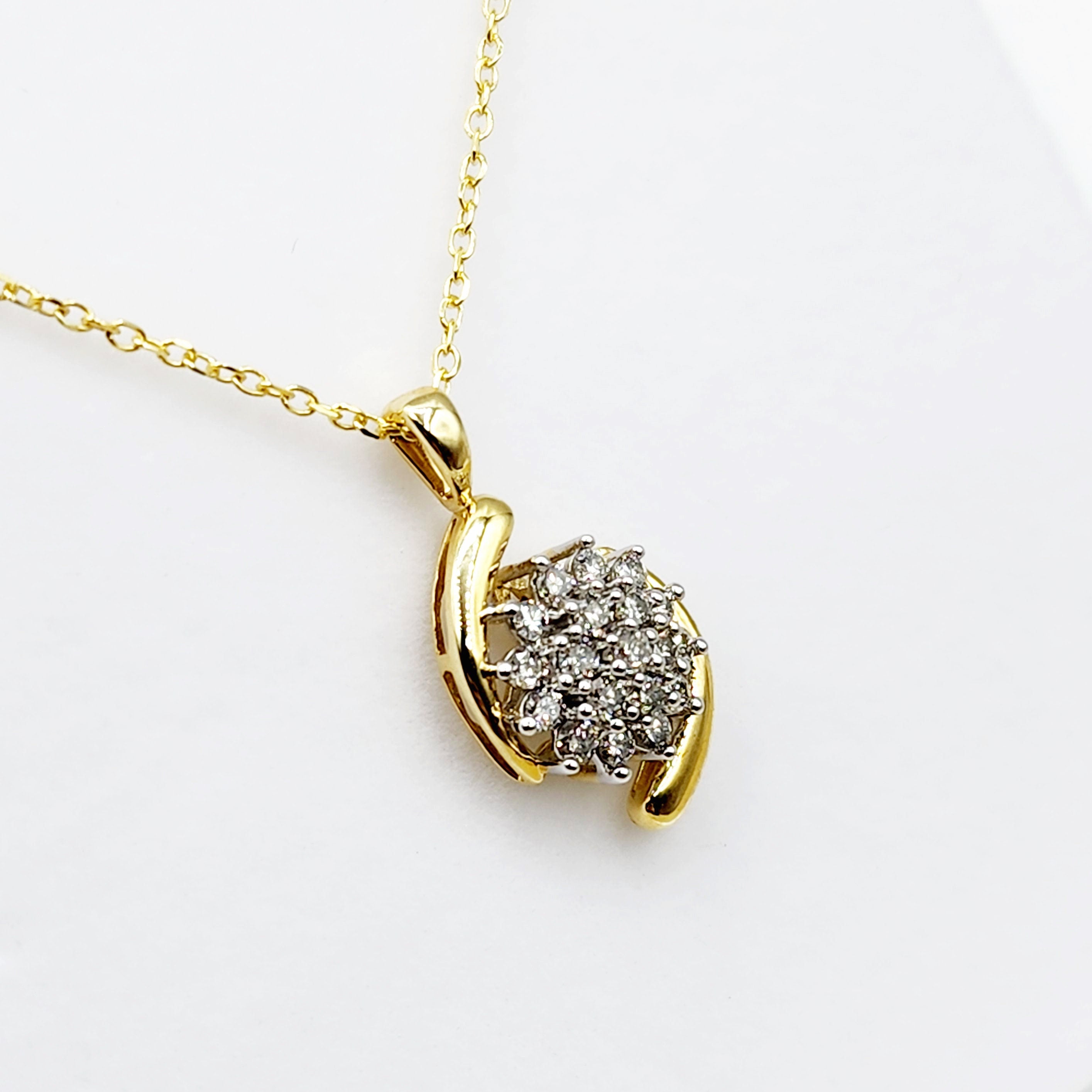 Gold Diamond Pendant Necklace, 10K Yellow Gold Natural Diamonds (0.50ct) Necklace, April Birthstone, Necklace For Wedding, Bridal Necklace