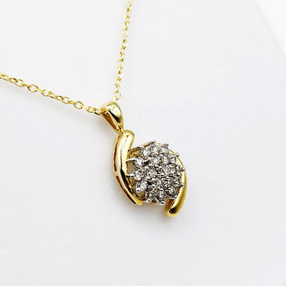 Gold Diamond Pendant Necklace, 10K Yellow Gold Natural Diamonds (0.50ct) Necklace, April Birthstone, Necklace For Wedding, Bridal Necklace
