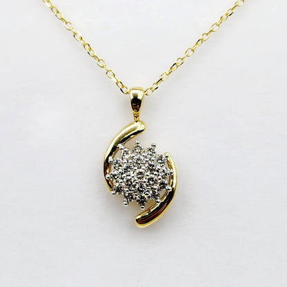 Gold Diamond Pendant Necklace, 10K Yellow Gold Natural Diamonds (0.50ct) Necklace, April Birthstone, Necklace For Wedding, Bridal Necklace