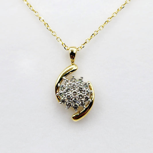 Gold Diamond Pendant Necklace, 10K Yellow Gold Natural Diamonds (0.50ct) Necklace, April Birthstone, Necklace For Wedding, Bridal Necklace