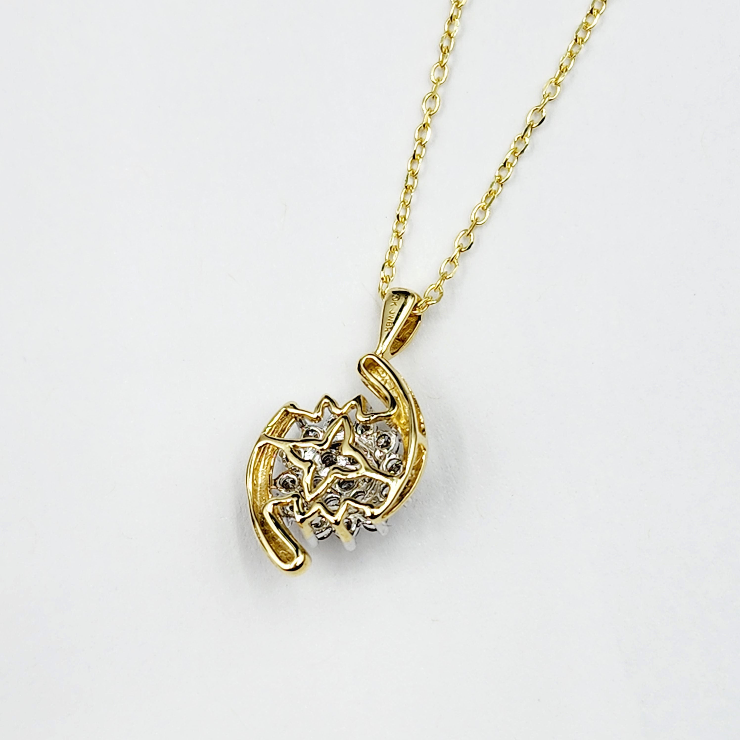 Gold Diamond Pendant Necklace, 10K Yellow Gold Natural Diamonds (0.50ct) Necklace, April Birthstone, Necklace For Wedding, Bridal Necklace