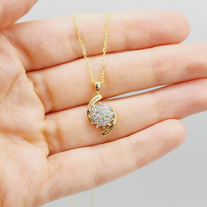 Gold Diamond Pendant Necklace, 10K Yellow Gold Natural Diamonds (0.50ct) Necklace, April Birthstone, Necklace For Wedding, Bridal Necklace