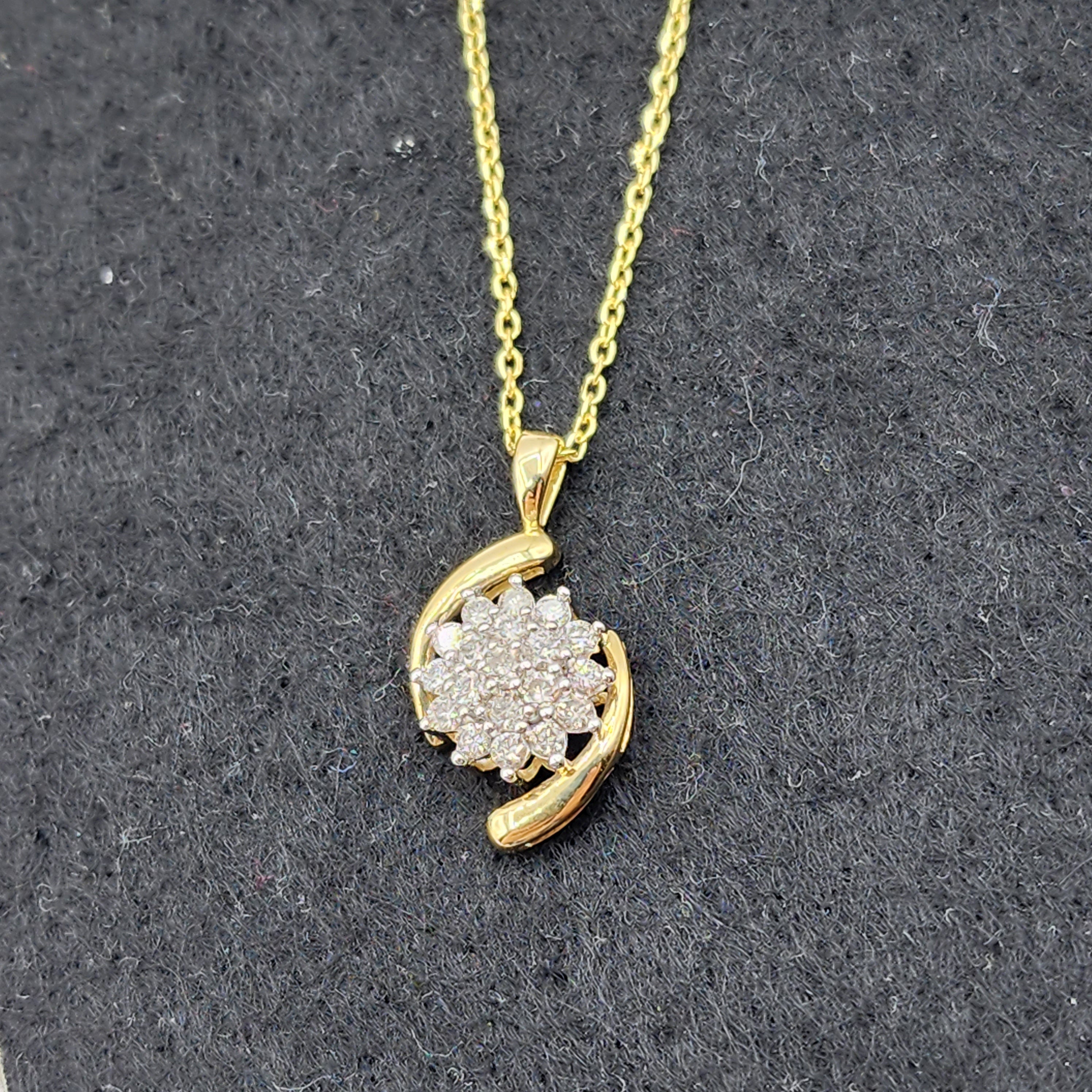 10K Yellow Gold Diamond Pendant Necklace, April Birthstone