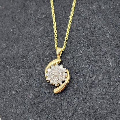 10K Yellow Gold Diamond Pendant Necklace, April Birthstone