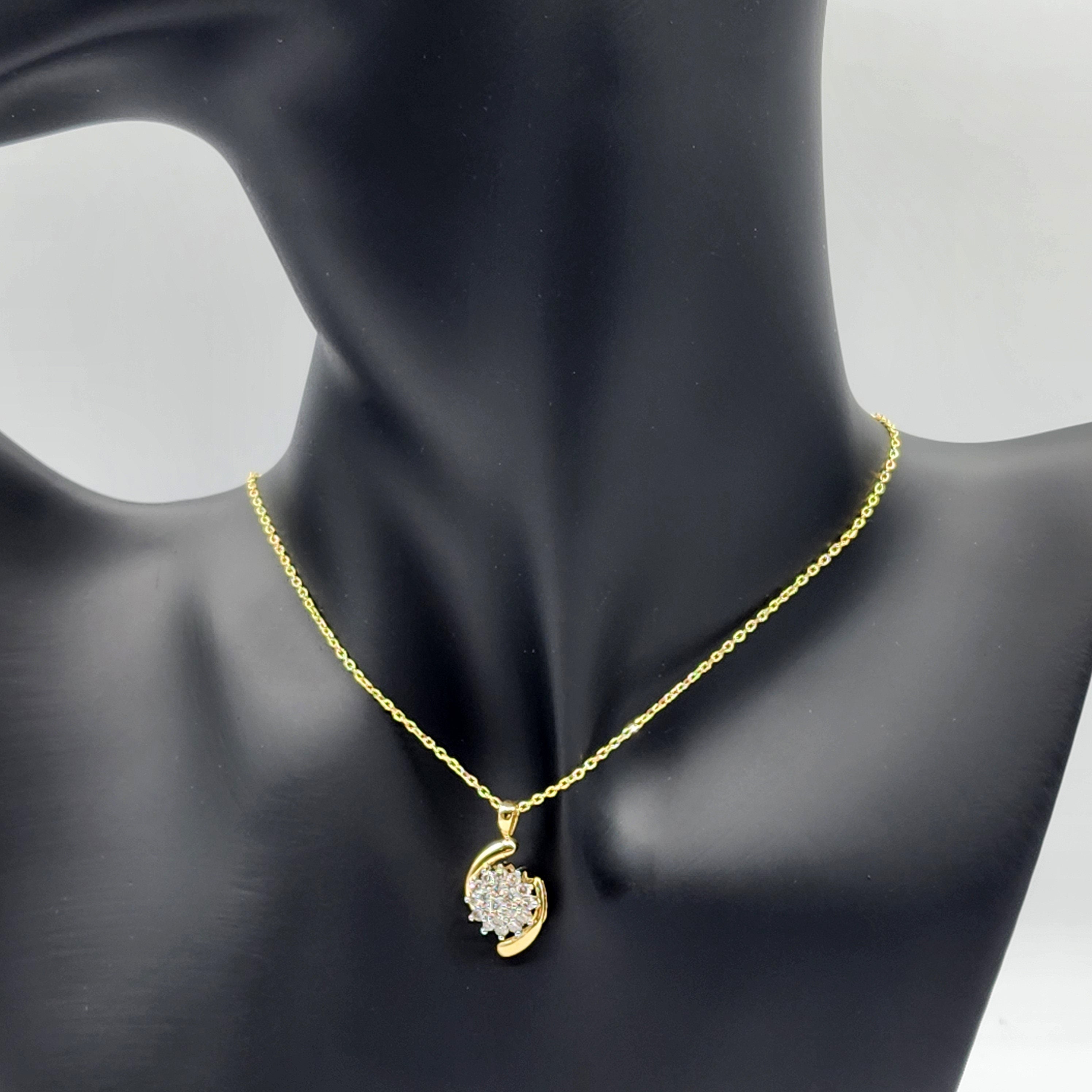 Gold Diamond Pendant Necklace, 10K Yellow Gold Natural Diamonds (0.50ct) Necklace, April Birthstone, Necklace For Wedding, Bridal Necklace