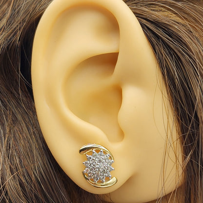 Gold Diamond Stud Earrings, 10K Yellow Gold Natural Diamonds Earrings, Earrings For Women, Wedding Earrings, Anniversary Gift