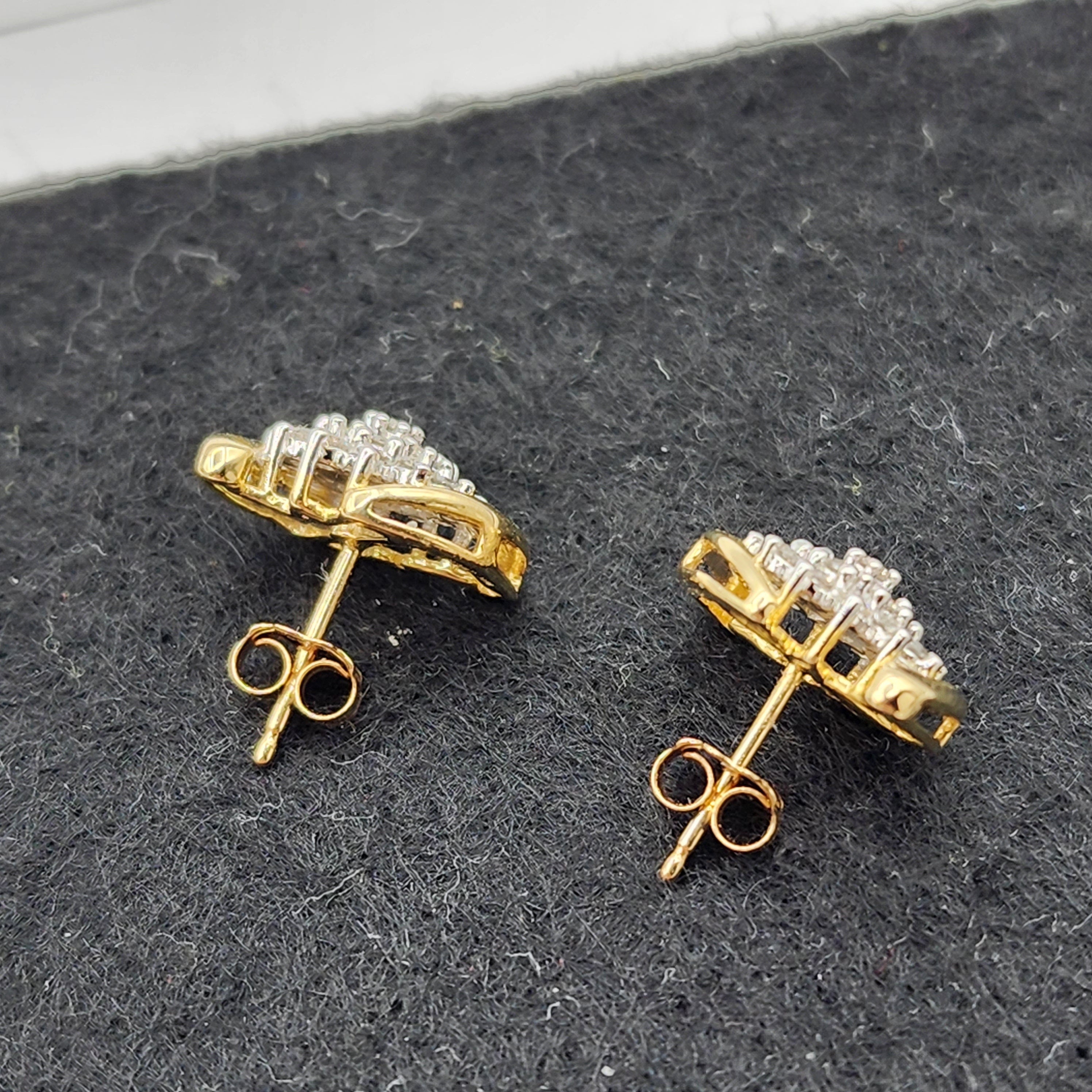 Gold Diamond Stud Earrings, 10K Yellow Gold Natural Diamonds Earrings, Earrings For Women, Wedding Earrings, Anniversary Gift