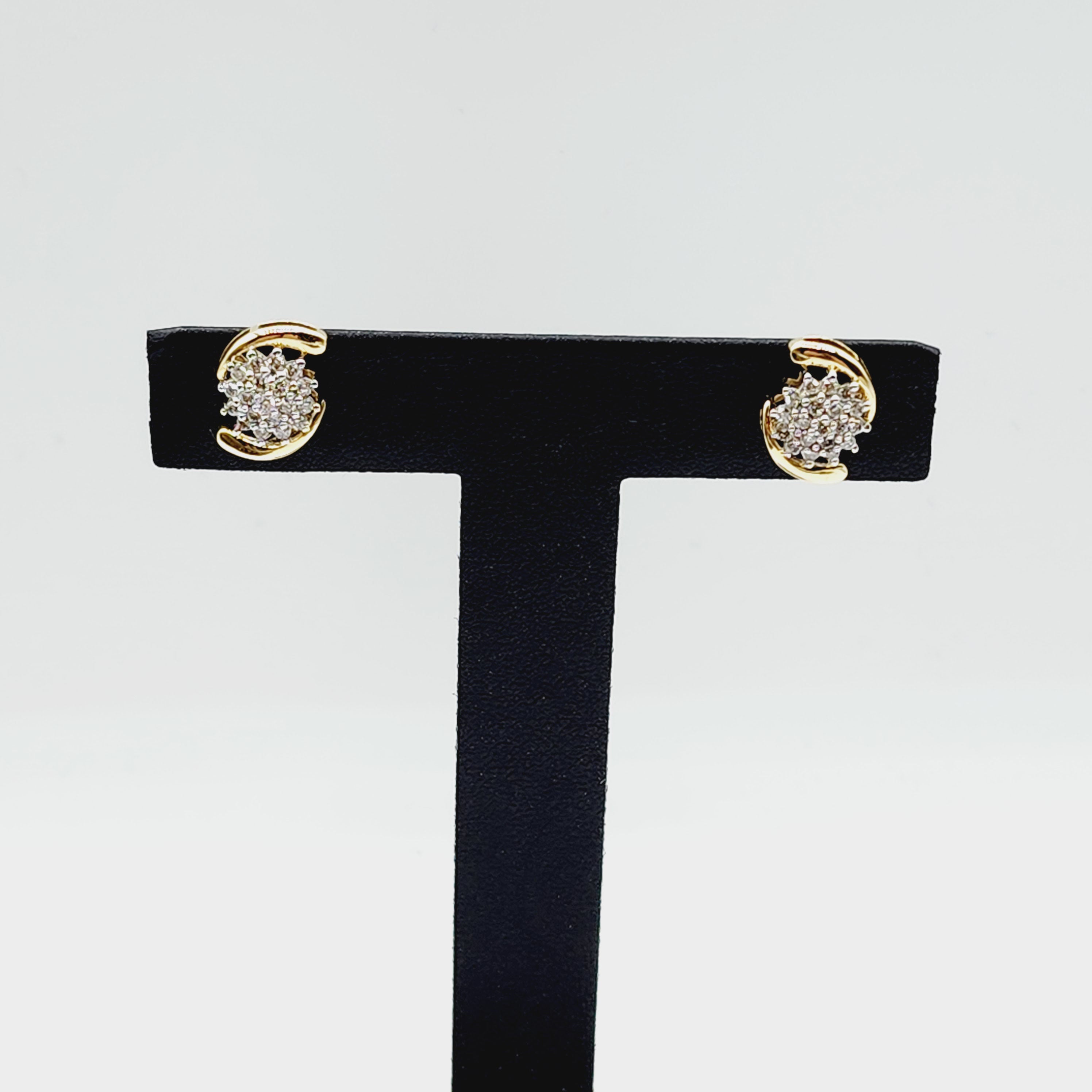 Gold Diamond Stud Earrings, 10K Yellow Gold Natural Diamonds Earrings, Earrings For Women, Wedding Earrings, Anniversary Gift