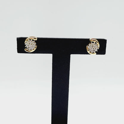 Gold Diamond Stud Earrings, 10K Yellow Gold Natural Diamonds Earrings, Earrings For Women, Wedding Earrings, Anniversary Gift