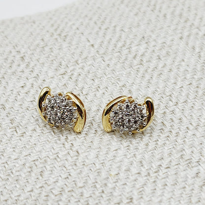 Gold Diamond Stud Earrings, 10K Yellow Gold Natural Diamonds Earrings, Earrings For Women, Wedding Earrings, Anniversary Gift