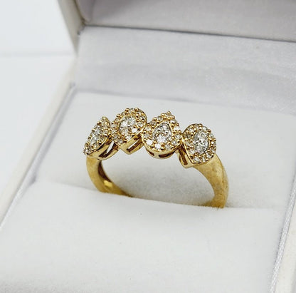 Diamond Gold Ring | 10K Yellow Gold Natural Diamond 0.40ct Ring, Rings For Women, Wedding Ring, Anniversary Gift
