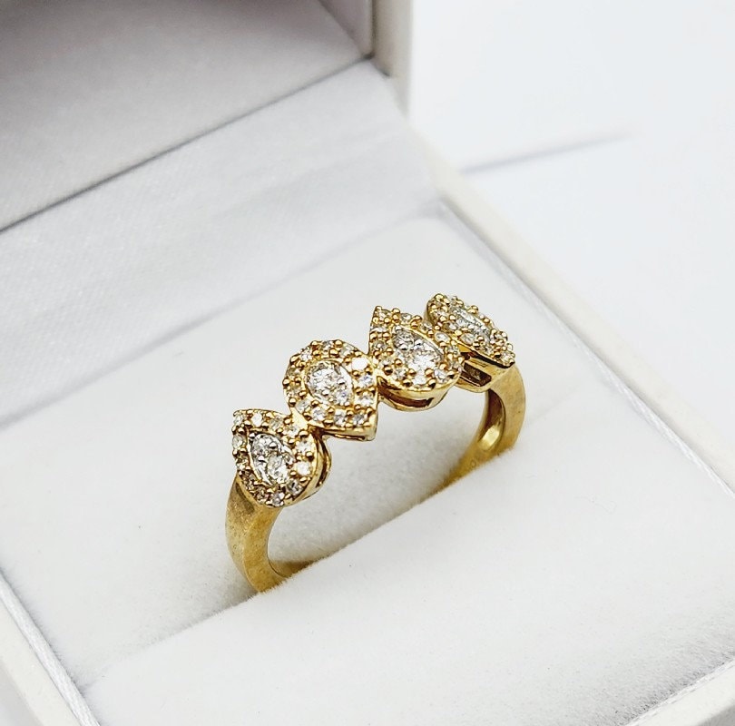 Diamond Gold Ring | 10K Yellow Gold Natural Diamond 0.40ct Ring, Rings For Women, Wedding Ring, Anniversary Gift