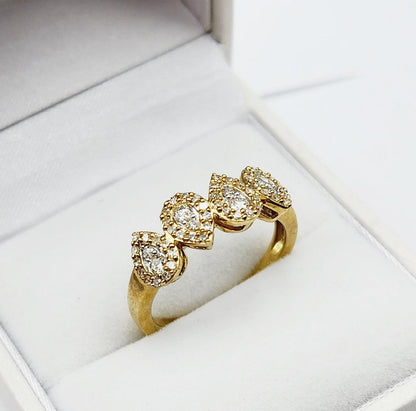 Diamond Gold Ring | 10K Yellow Gold Natural Diamond 0.40ct Ring, Rings For Women, Wedding Ring, Anniversary Gift