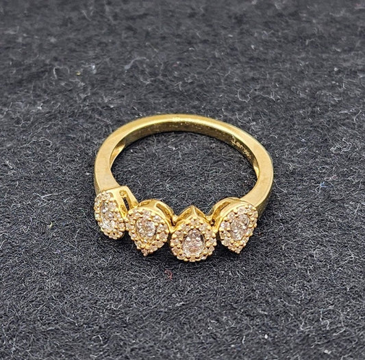 Diamond Gold Ring | 10K Yellow Gold Natural Diamond 0.40ct Ring, Rings For Women, Wedding Ring, Anniversary Gift