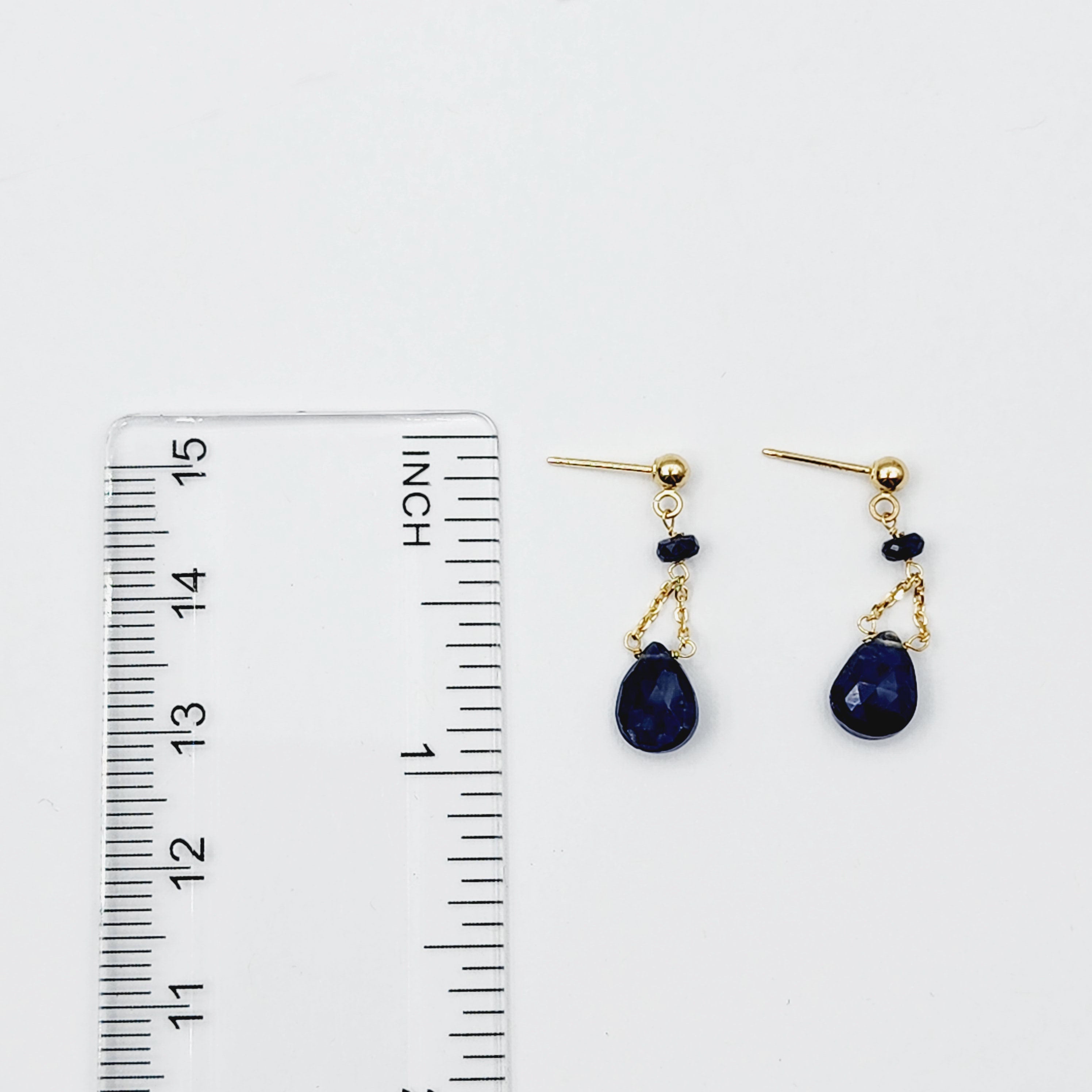 Gold Natural Blue Sapphire Earrings, 14K Yellow Gold Natural Blue Sapphire 3cts Drop Earrings for Women, September Birthstone Gift Idea