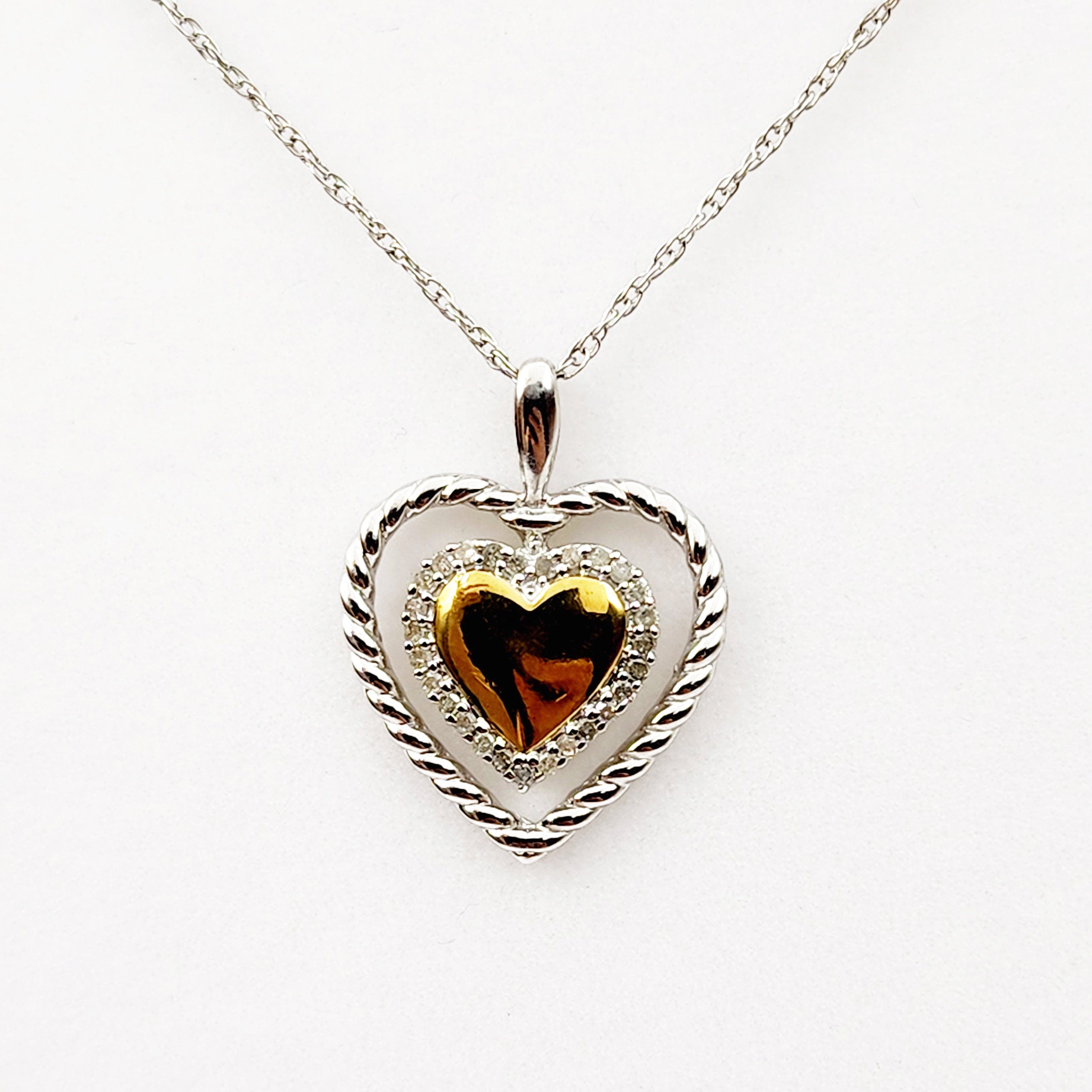 Silver Heart Necklace, 925 Sterling Silver Diamond Heart-Shaped Pendant with Chain , Necklace for Girls, Diamond Heart Pendant for Women