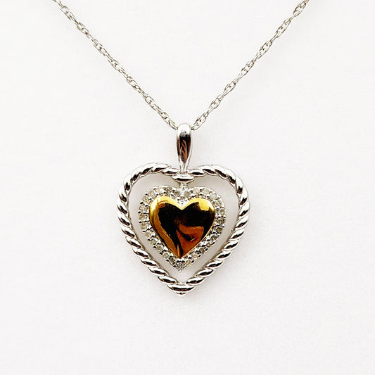 Silver Heart Necklace, 925 Sterling Silver Diamond Heart-Shaped Pendant with Chain , Necklace for Girls, Diamond Heart Pendant for Women
