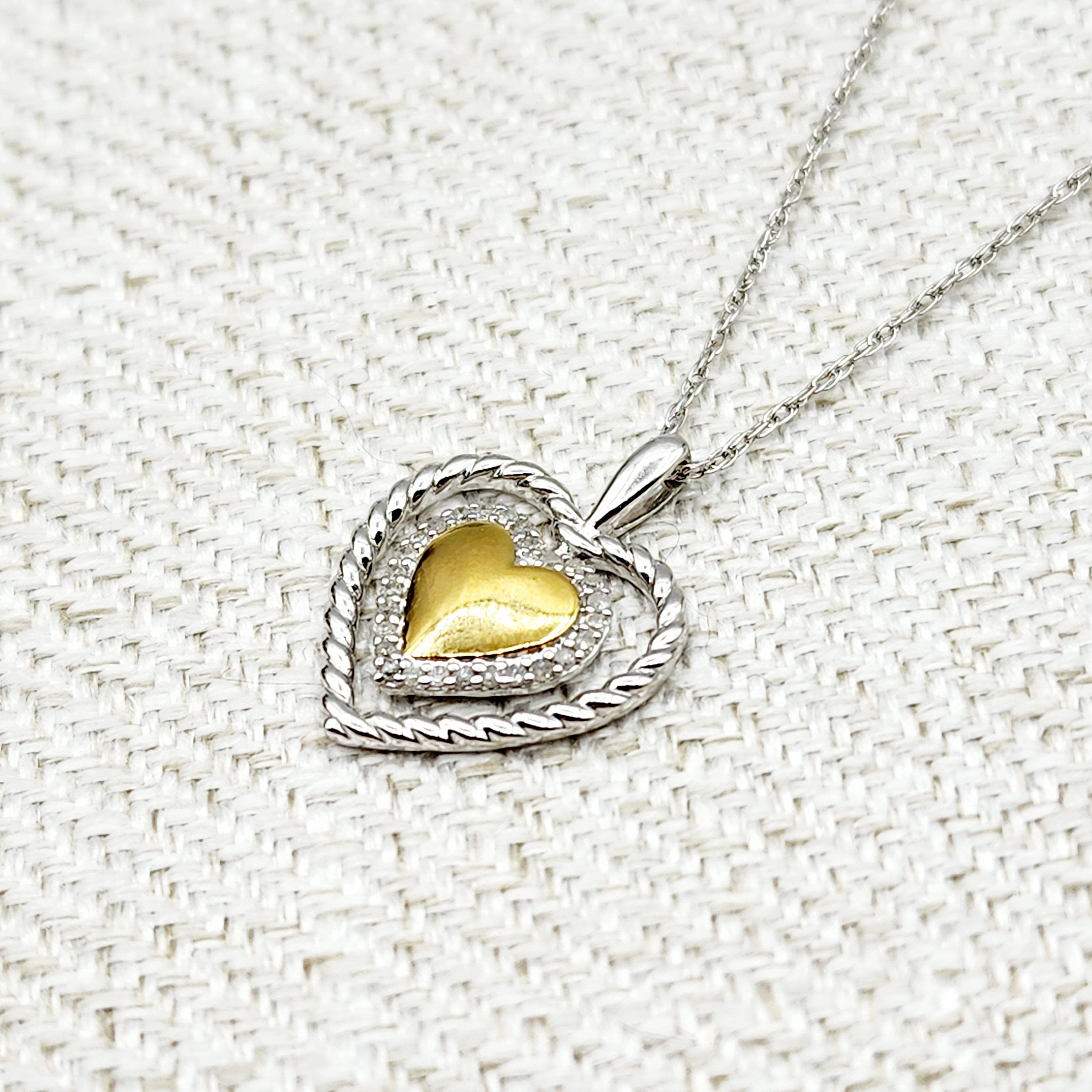 Silver Heart Necklace, 925 Sterling Silver Diamond Heart-Shaped Pendant with Chain , Necklace for Girls, Diamond Heart Pendant for Women