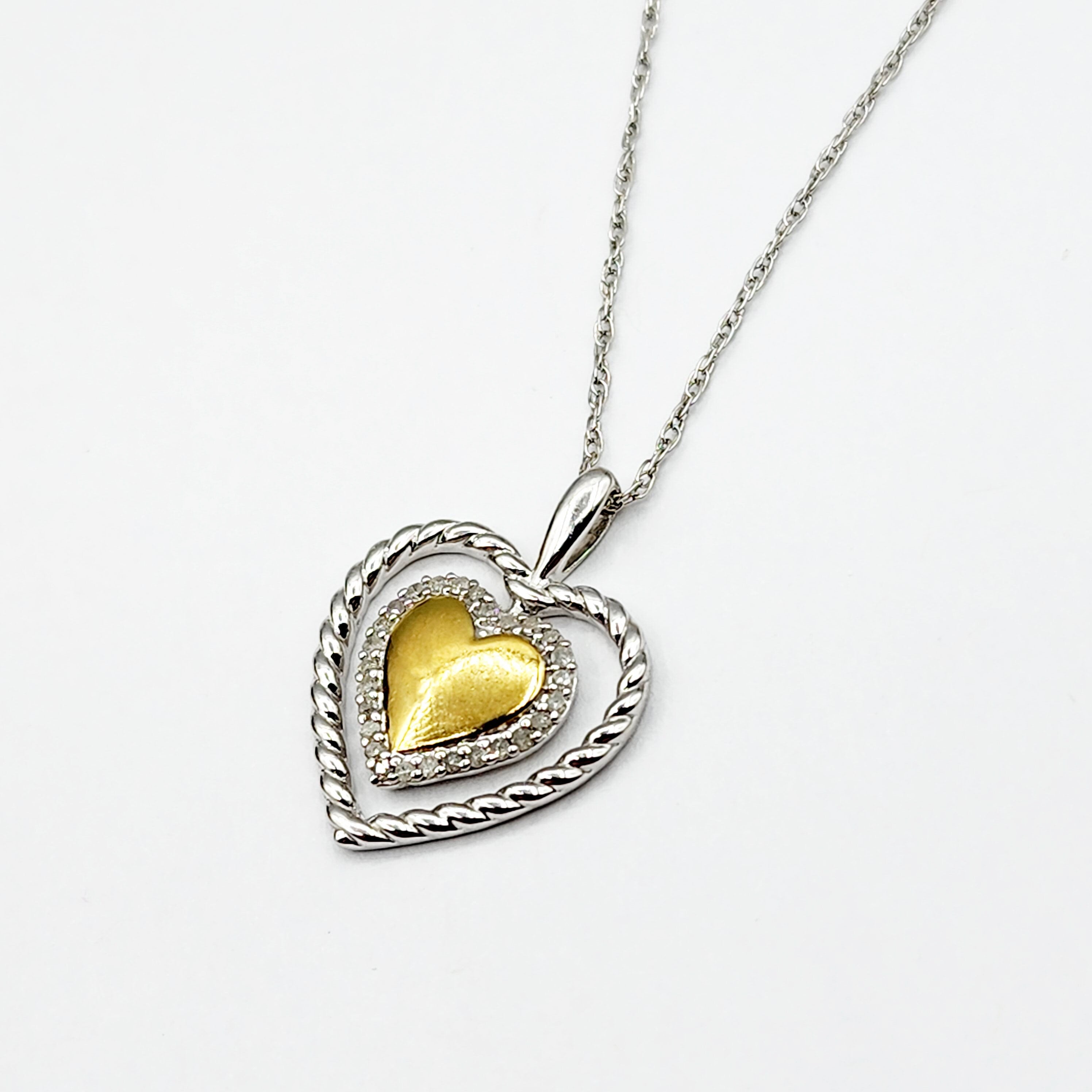 Silver Heart Necklace, 925 Sterling Silver Diamond Heart-Shaped Pendant with Chain , Necklace for Girls, Diamond Heart Pendant for Women