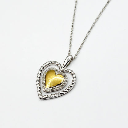 Silver Heart Necklace, 925 Sterling Silver Diamond Heart-Shaped Pendant with Chain , Necklace for Girls, Diamond Heart Pendant for Women