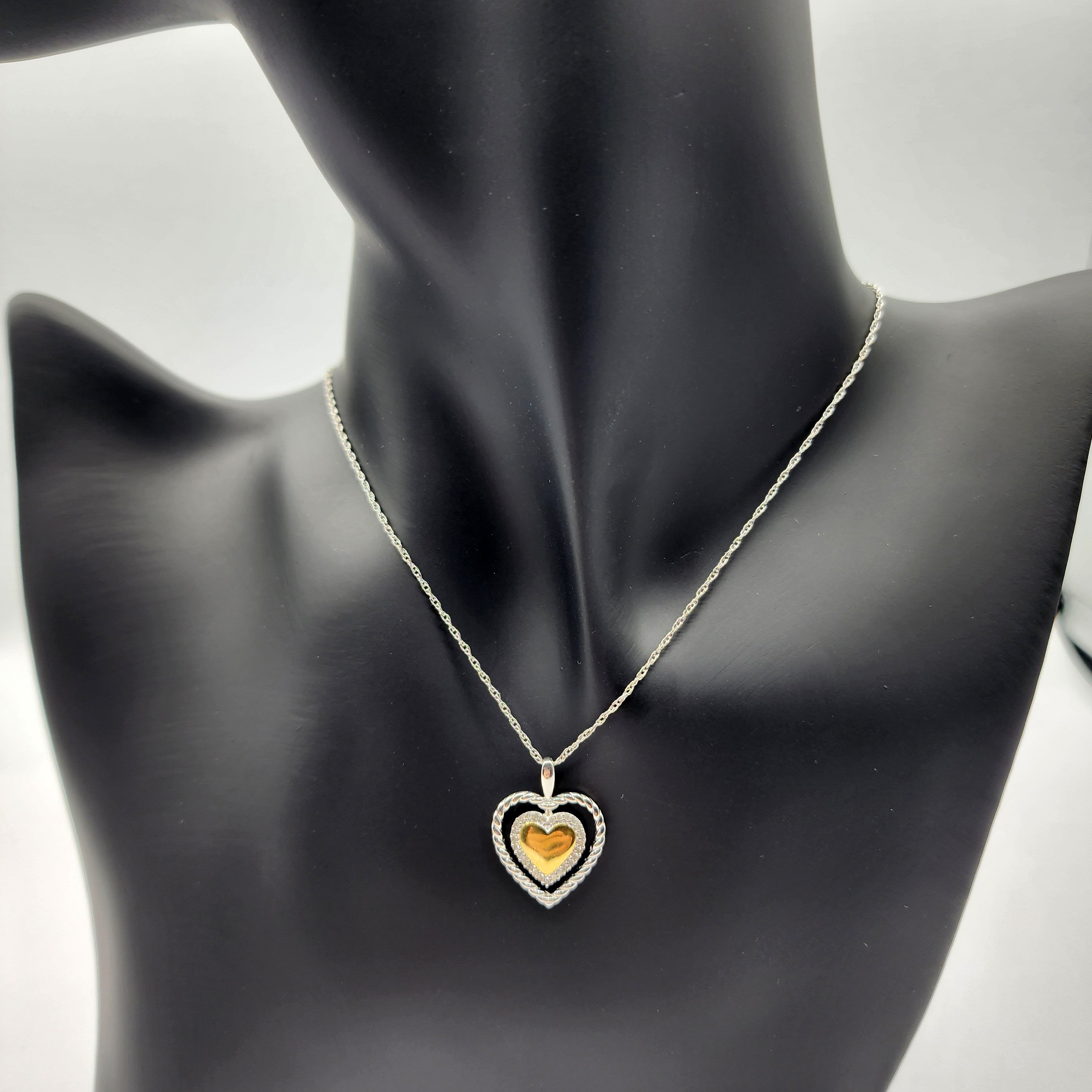 Silver Heart Necklace, 925 Sterling Silver Diamond Heart-Shaped Pendant with Chain , Necklace for Girls, Diamond Heart Pendant for Women