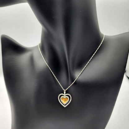 Silver Heart Necklace, 925 Sterling Silver Diamond Heart-Shaped Pendant with Chain , Necklace for Girls, Diamond Heart Pendant for Women
