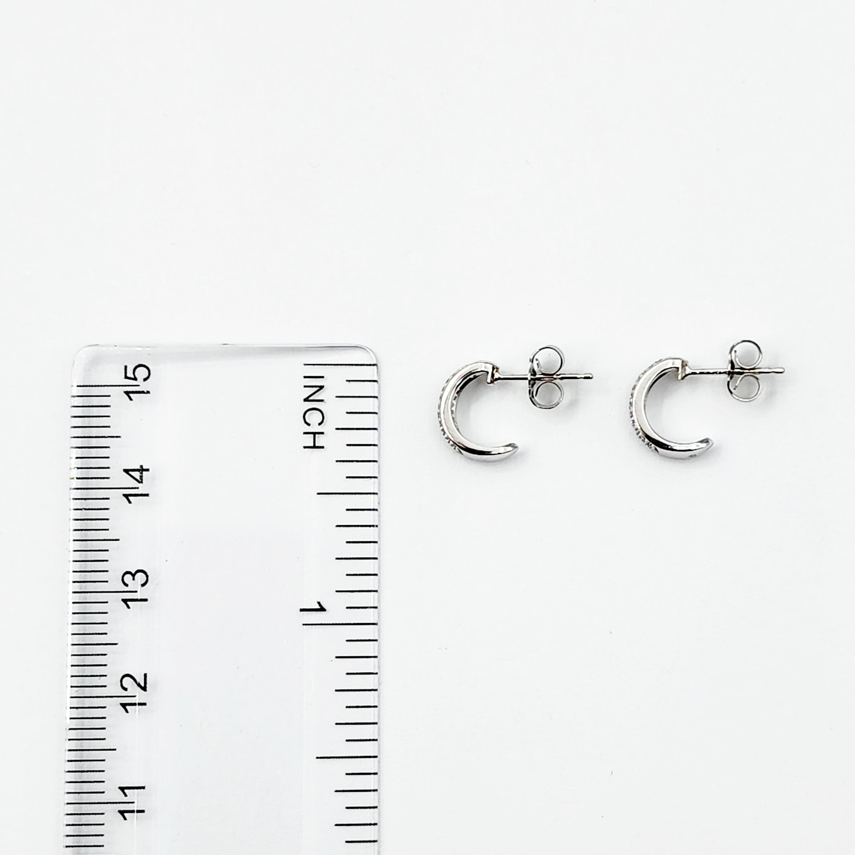 Gold Diamond Hoop Earrings, 10K White Gold Diamond (0.17ct) Earrings, Tiny Hoop Earrings, April Birthstone, Small Earrings For Her