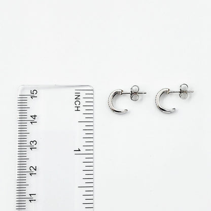Gold Diamond Hoop Earrings, 10K White Gold Diamond (0.17ct) Earrings, Tiny Hoop Earrings, April Birthstone, Small Earrings For Her