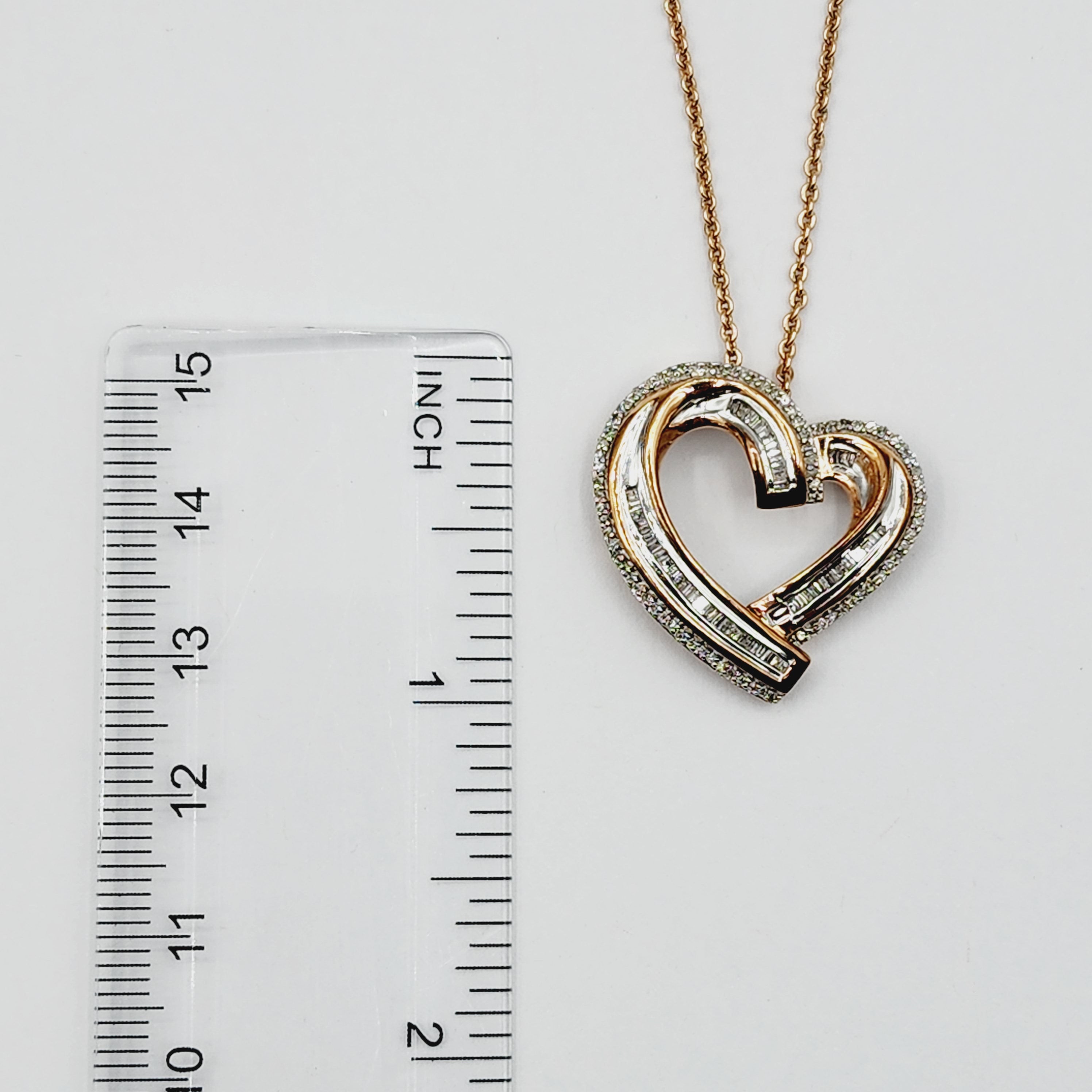 Rose Color With Natural Diamond Necklace, Brass Diamond Heart-shaped Pendant For Women, Gift for Her