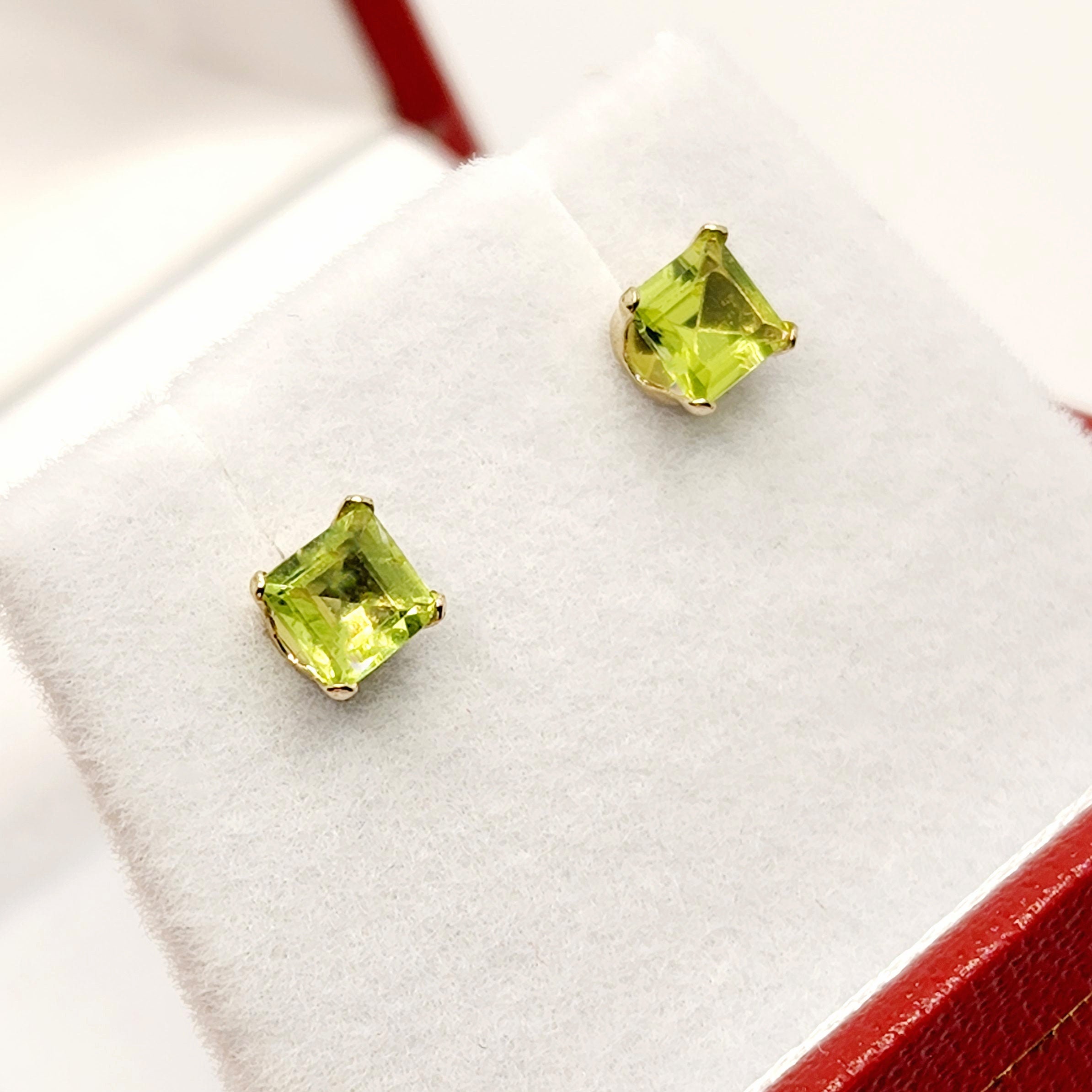 Gold Peridot Stud Earrings, 14K Yellow Gold Genuine Peridot (0.70ct) Stud Earrings, August Birthstone, Earrings For Her, Natural Peridot
